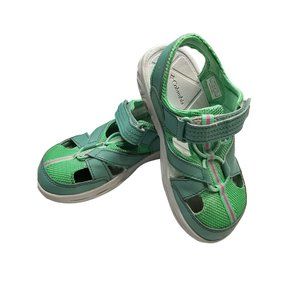 Girls Columbia Water Shoes Sandals size‎ 1 light Green/Pink Velcro